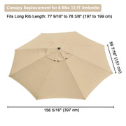 TheLAShop 13ft 8-Rib Patio Market Umbrella Replacement Canopy, Khaki Image