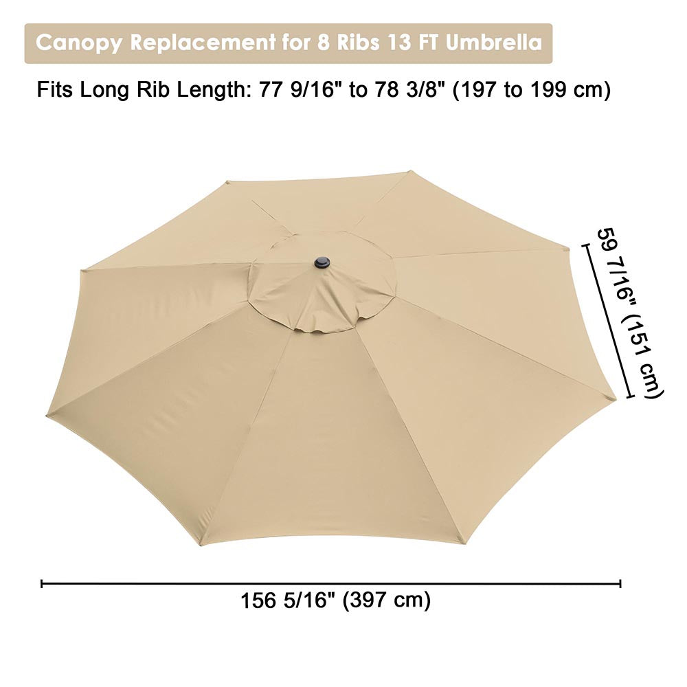 TheLAShop 13ft 8-Rib Patio Market Umbrella Replacement Canopy