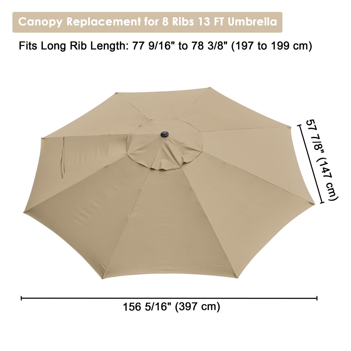 TheLAShop 13ft 8-Rib Patio Market Umbrella Replacement Canopy