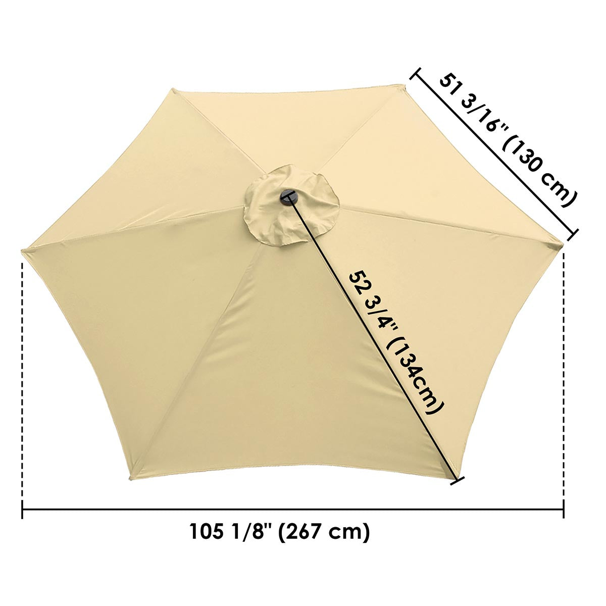 TheLAShop 9 ft 6-Rib Patio Umbrella Replacement Canopy