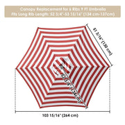 TheLAShop 9 ft 6-Rib Patio Umbrella Replacement Canopy Color Opt, Red White Image