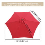 TheLAShop 9 ft 6-Rib Patio Umbrella Replacement Canopy Color Opt, Red Image