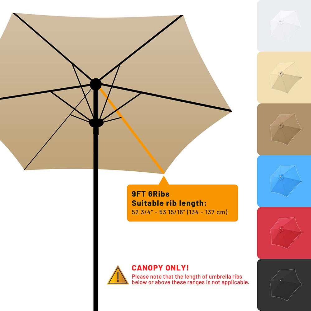TheLAShop 9 ft 6-Rib Patio Umbrella Replacement Canopy