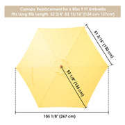 TheLAShop 9 ft 6-Rib Patio Umbrella Replacement Canopy, Creamy Yellow Image