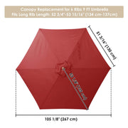 TheLAShop 9 ft 6-Rib Patio Umbrella Replacement Canopy, Red Image