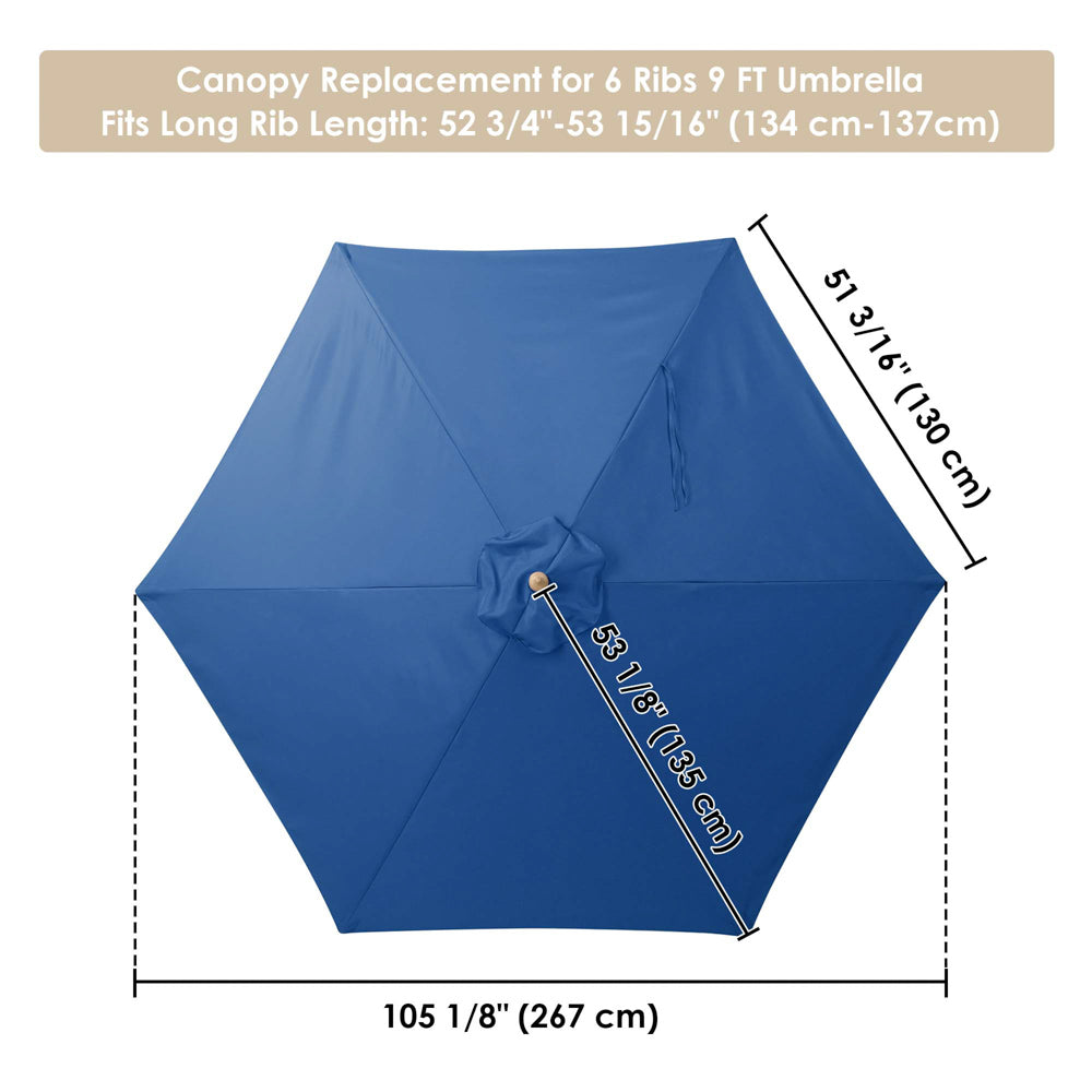 9 ft patio umbrella canopy replacement 9ft 6 Rib Resistant and Long ABCCANOPY 9FT Patio Umbrella Replacement