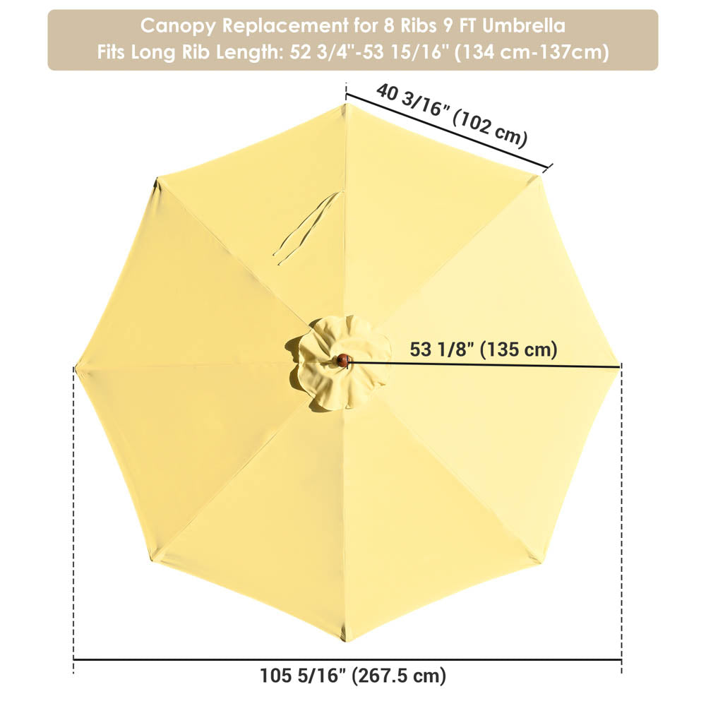 TheLAShop 9ft 8-Rib Patio Market Umbrella Replacement Canopy