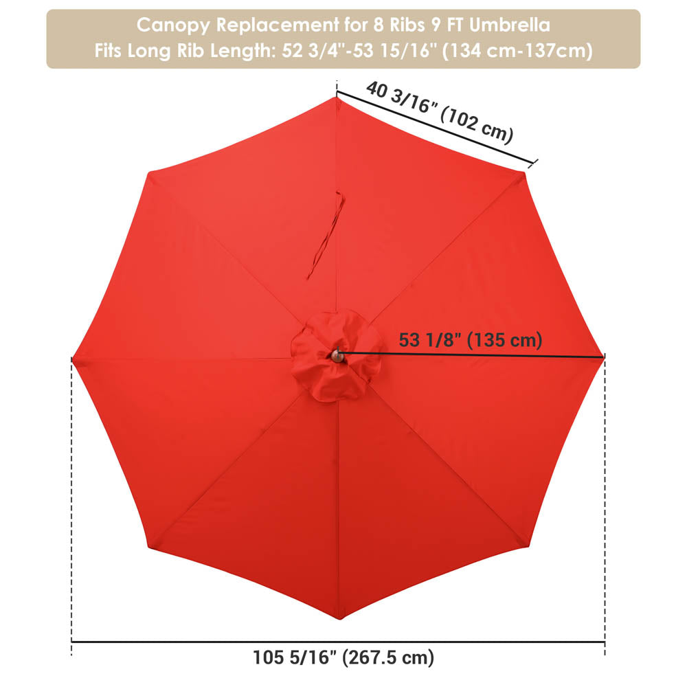 TheLAShop 9ft 8-Rib Patio Market Umbrella Replacement Canopy
