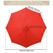 TheLAShop 9ft 8-Rib Patio Market Umbrella Replacement Canopy, Red Image