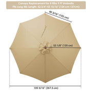 TheLAShop 9ft 8-Rib Patio Market Umbrella Replacement Canopy, Khaki Image