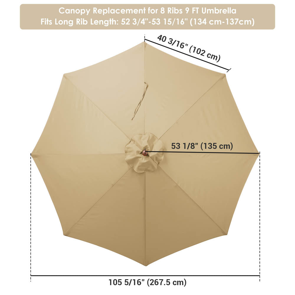 9ft rectangular patio umbrella replacement canopy 8 ribs Sunnyglade for Black and White this canopy ensures long Patio Umbrella Replacement Canopy for