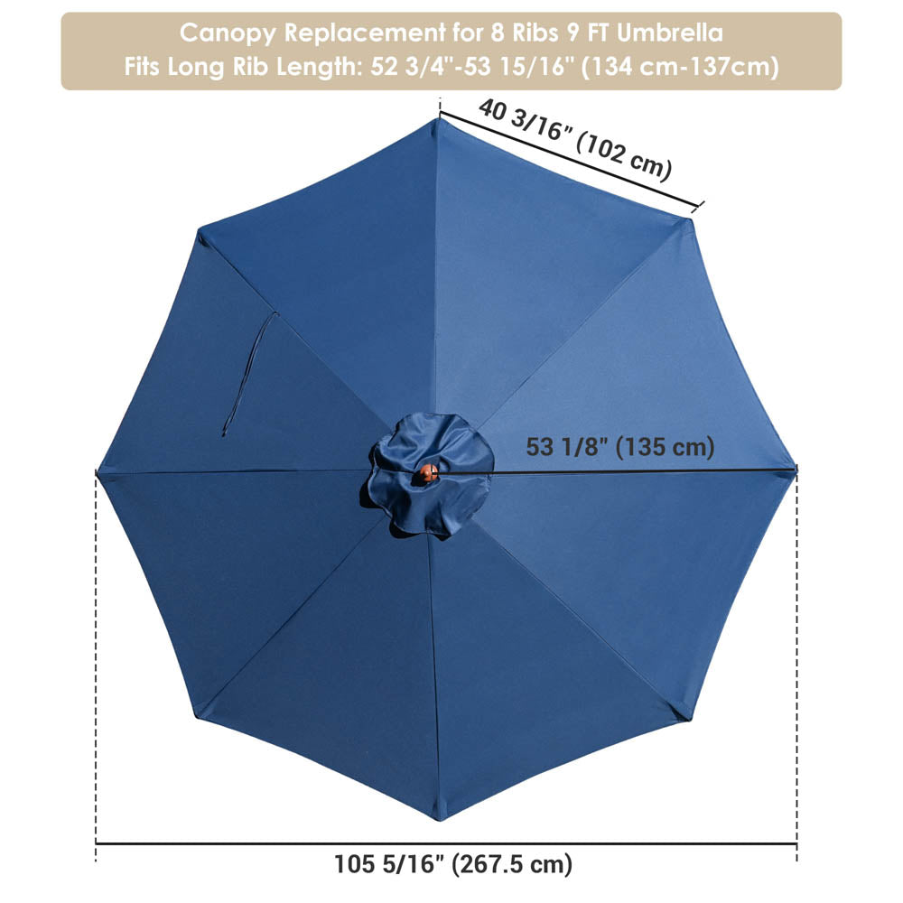 TheLAShop 9ft 8-Rib Patio Market Umbrella Replacement Canopy