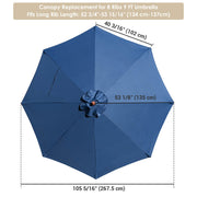 TheLAShop 9ft 8-Rib Patio Market Umbrella Replacement Canopy, Navy Image