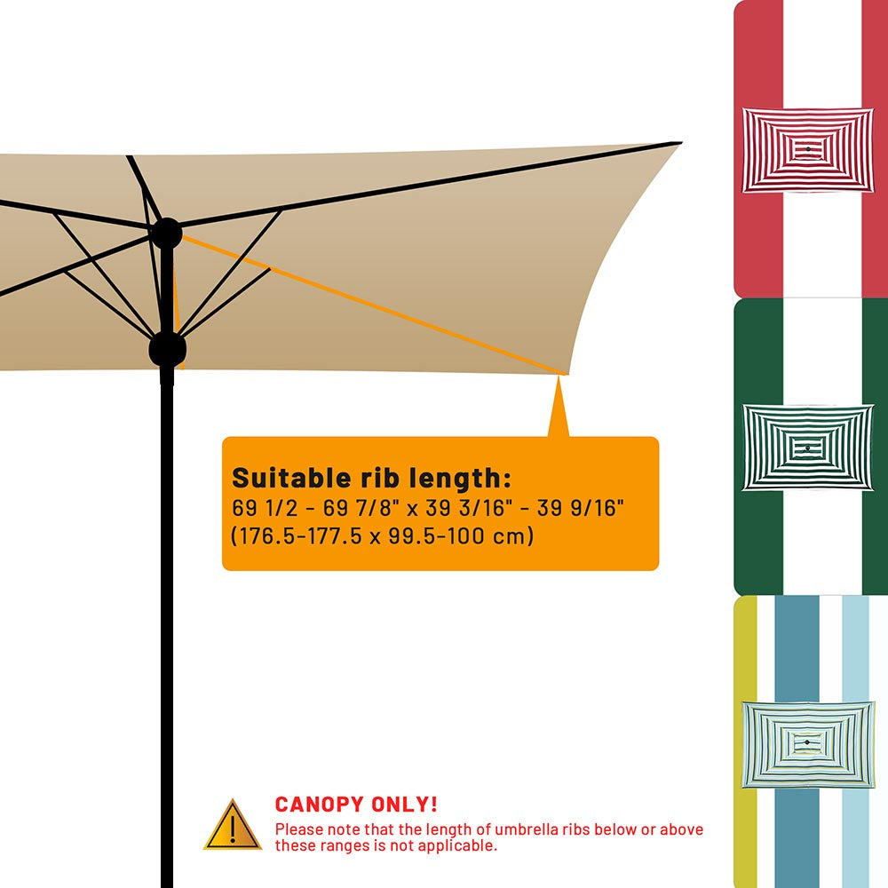 7 ft patio umbrella replacement canopy 6 ribs TheLAShop 10'x6.5' 6-Rib Patio Rectangular Umbrella Replacement Canopy