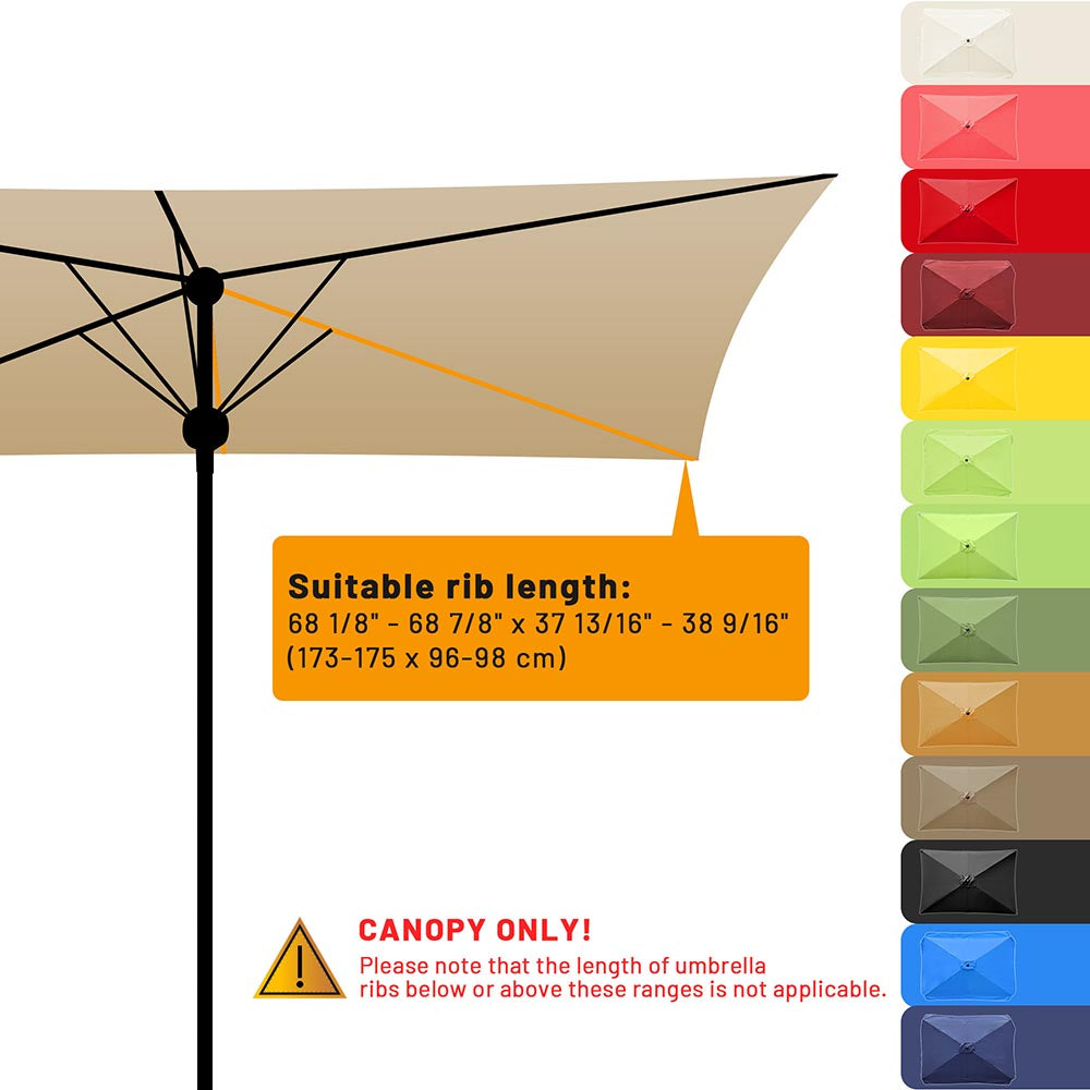 extra large rectangle patio umbrella replacement TheLAShop 10'x6.5' 6-Rib Patio Rectangular Umbrella Replacement Canopy