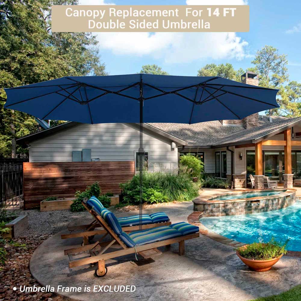 TheLAShop 15'x9' 12-Rib Patio Rectangular Umbrella Replacement Canopy TheLAShop 15'x9' 12-Rib Patio Rectangular Umbrella Replacement Canopy