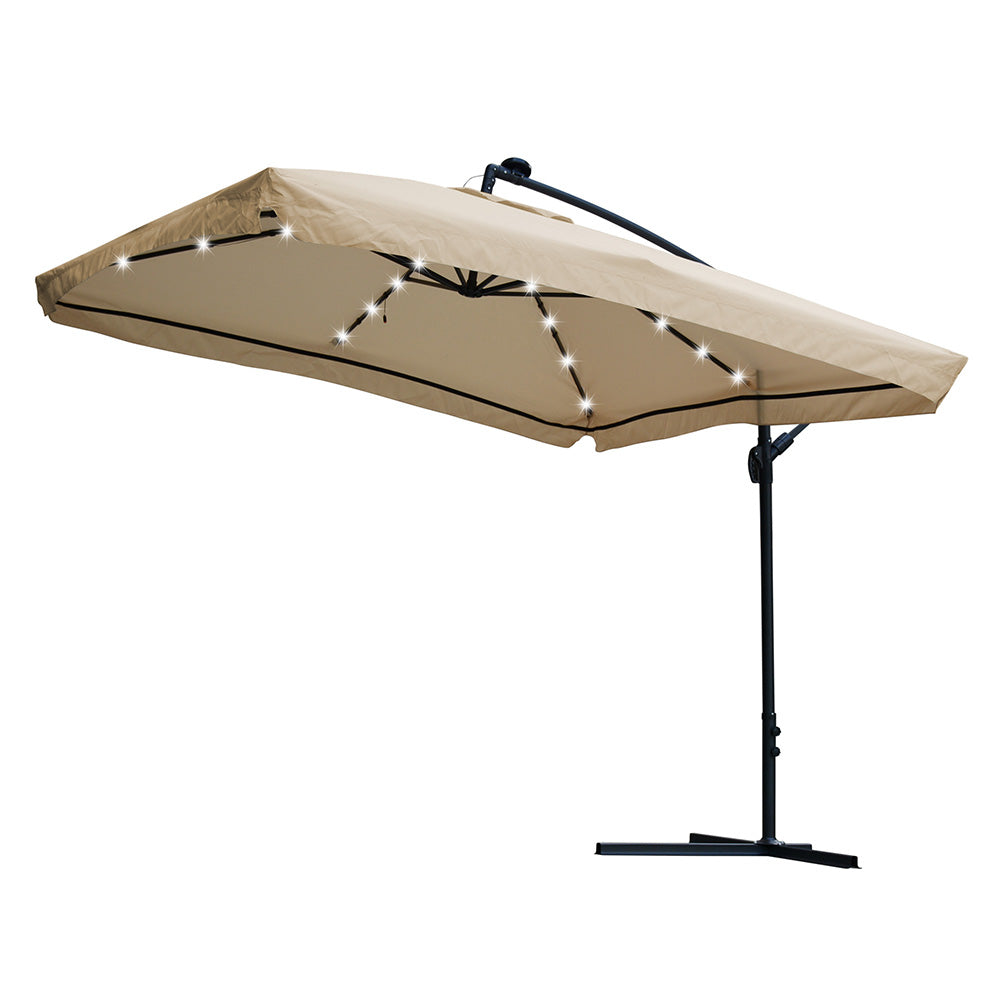 8 offset patio umbrella TheLAShop 9ft 8-rib Offset Patio Umbrella Solar String Lights Color Op