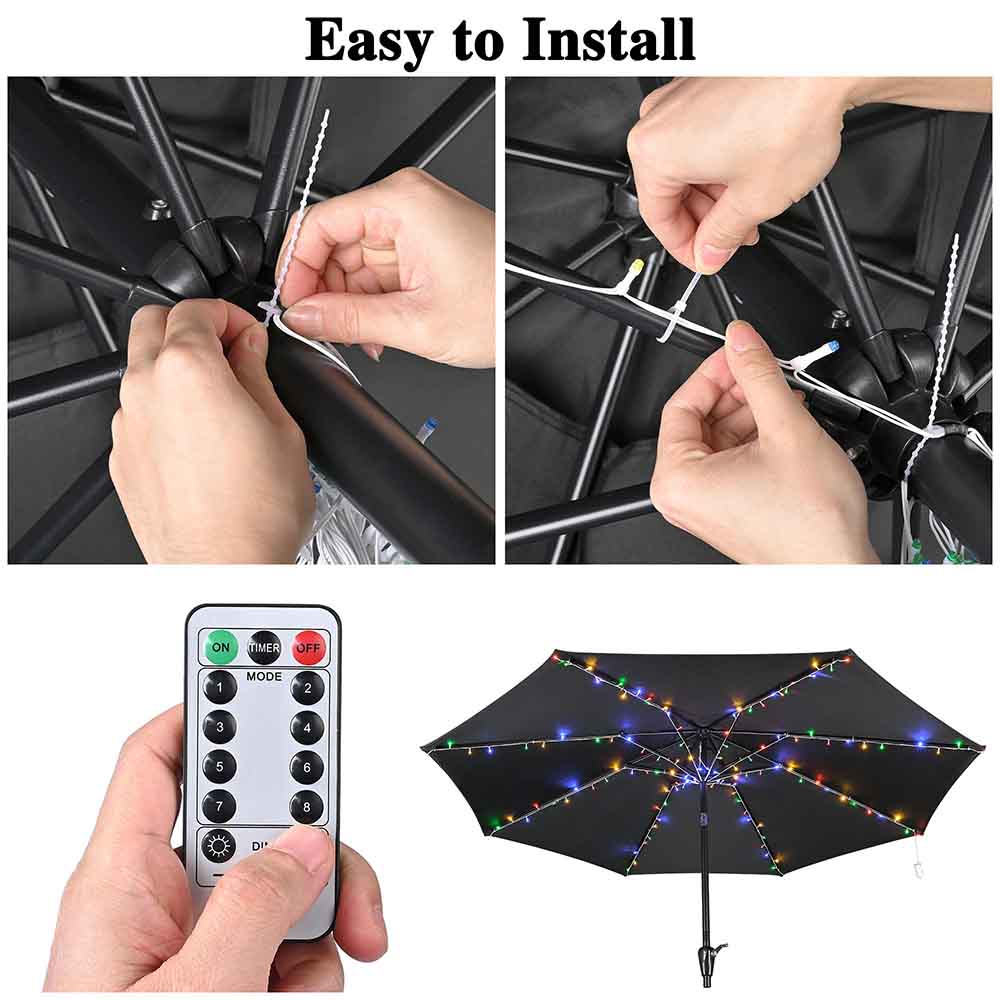 激レア 10inch parasol / same ep 104 LED Solar Power Patio Umbrella Lights - IP65 Waterproof