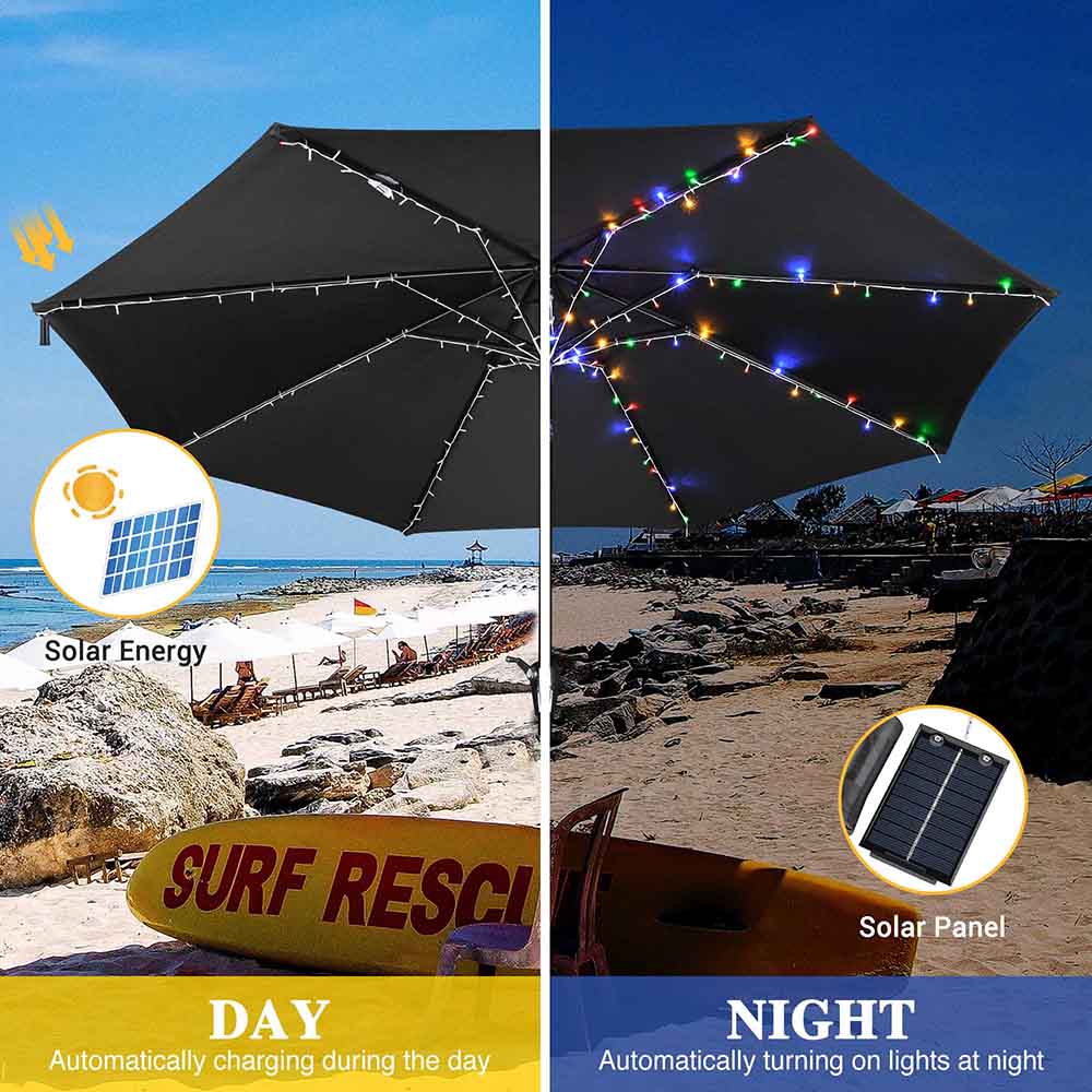 coral coast patio umbrella lights TheLAShop Patio Umbrella Lights Solar with Remote Sensor 9-10ft 8-Rib