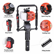 TheLAShop 32.7cc 1.2hp 2-stroke T-post EPA Gas Powered Petrol Pile Driver Kit Image