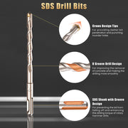 TheLAShop 17pcs SDS Plus Drill Bits & Chisels Set for Rotary Hammer Image