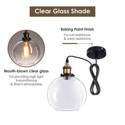 TheLAShop Clear Globe Glass Ball Pendant Light Ceiling Lamp 7 9/10 in Image