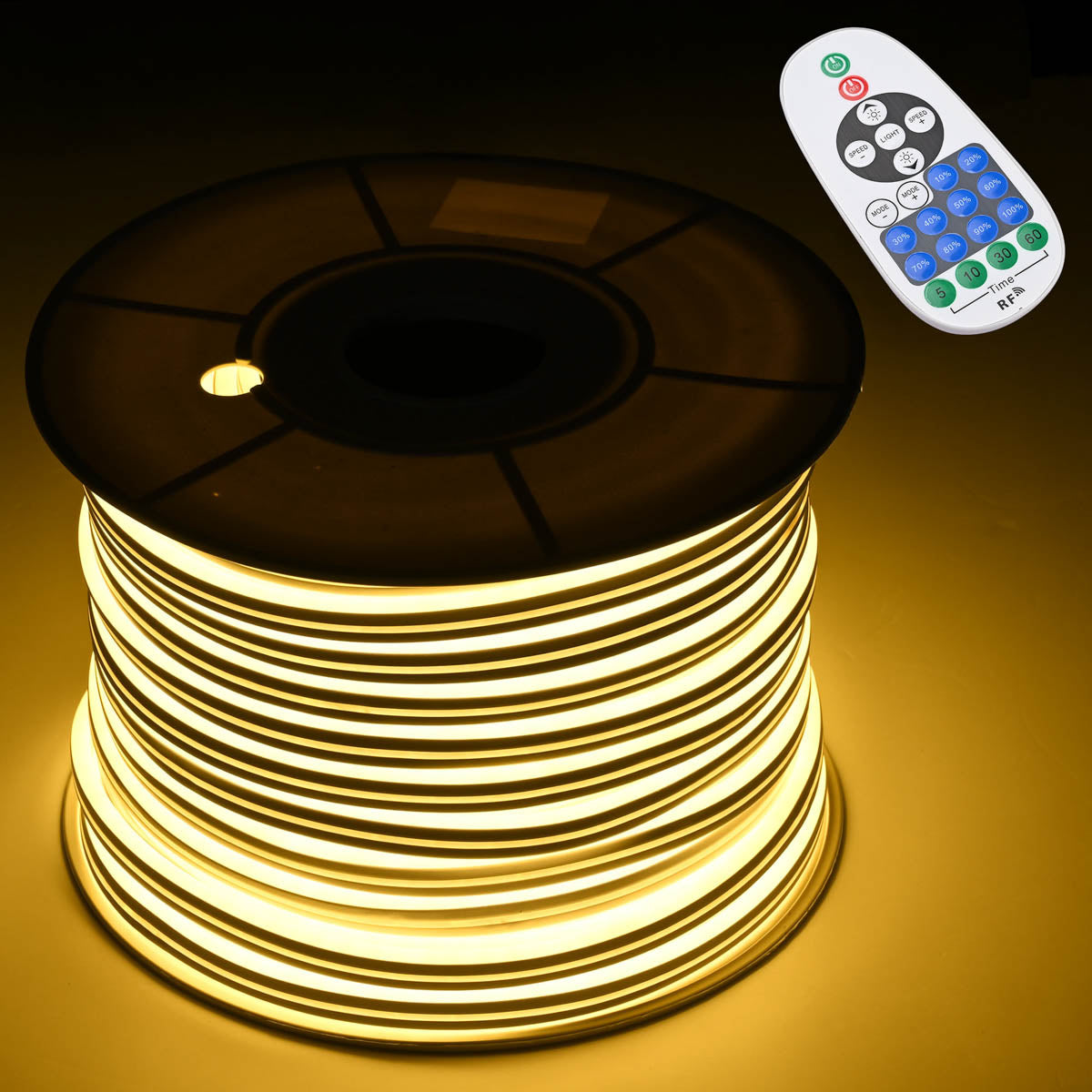 TheLAShop 120V IP65 Neon Rope Light RF Remote 2-Wire 2700K White