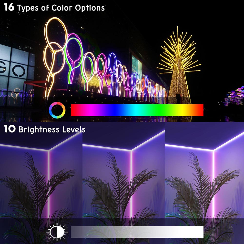 TheLAShop 100ft Flexible Waterproof Neon Rope Light 16-Color Changing –