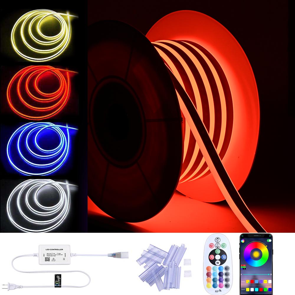 TheLAShop RGB Neon Strip Light App & RF Remote Color Changing 4-Wire