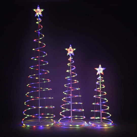 TheLAShop Set(3) LED Spiral Christmas Trees USB Powered