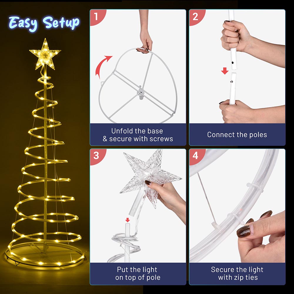 TheLAShop Christmas Tree Light with Pole & Star 9 Strings –