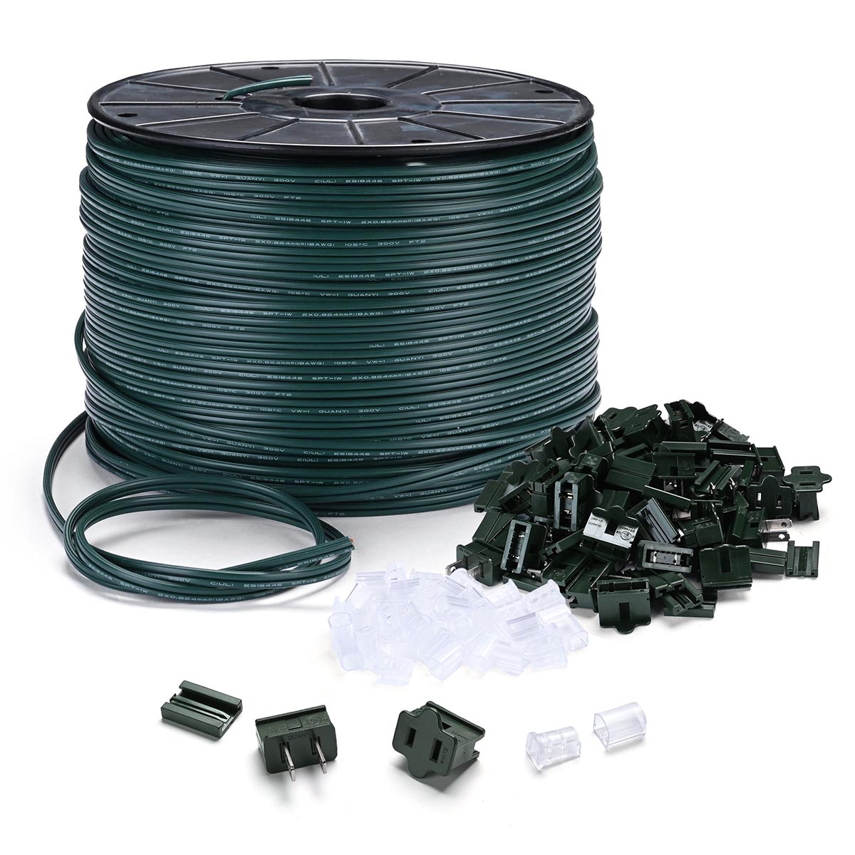TheLAShop 500ft Electrical Zip-Cord Wire 18-AWG SPT-1 with Plugs & End