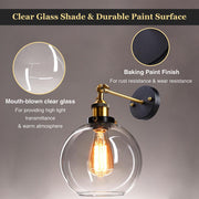 TheLAShop 8" Glass Globe Shade Wall Sconce Light, Clear