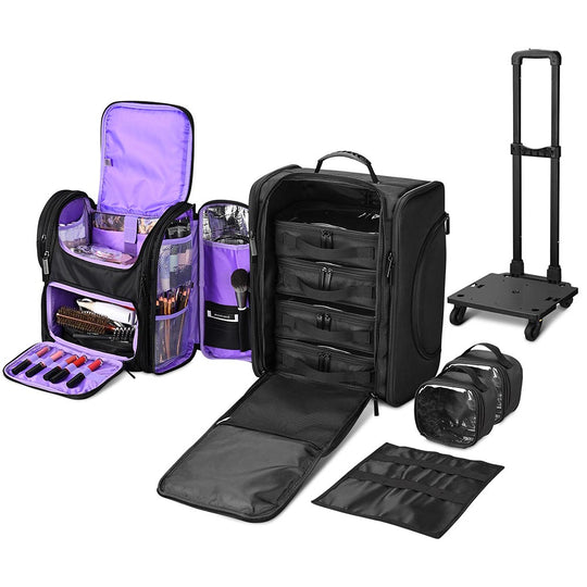 TheLAShop Rolling Hairstylist Case with Cosmetic Backpack