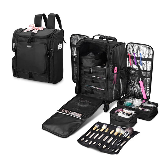 TheLAShop Hairstylist Rolling Travel Bag with Barber Makeup Backpack