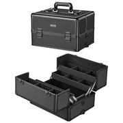 TheLAShop 2 in 1 Rolling Makeup Case on Wheels(4) Cosmetic Case Black