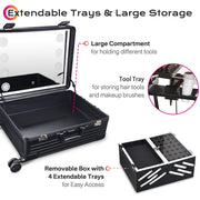 TheLAShop 24" Artist Studio Rolling Makeup Travel Vanity Case with Light Image