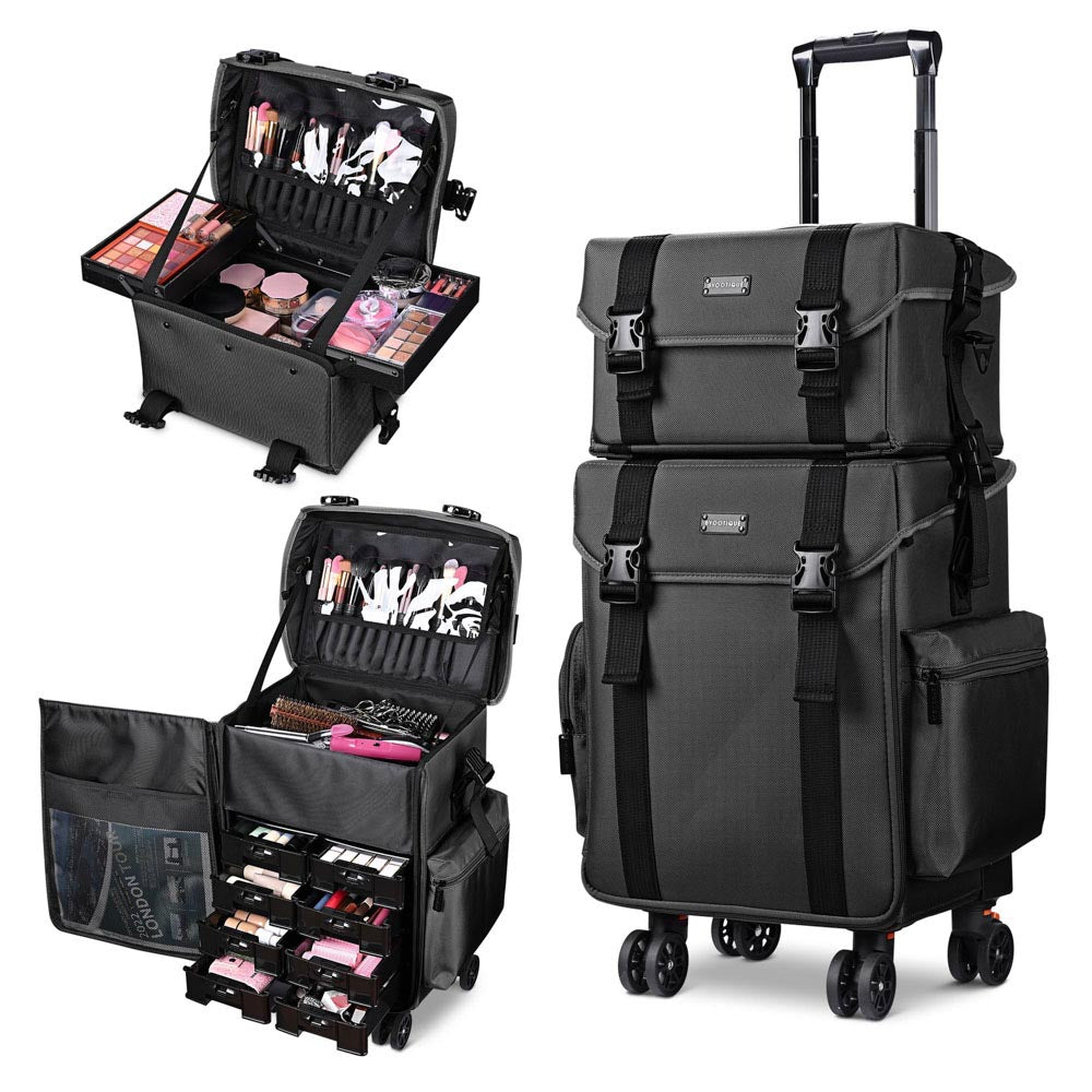 TheLAShop 2in1 Nylon Pro Rolling Makeup Case with Drawers(8) TheLAShop 2in1 Nylon Pro Rolling Makeup Case with Drawers(8)