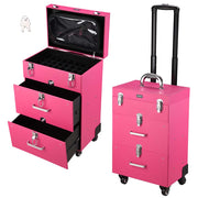 TheLAShop Rolling Makeup Case Nail Artist Case with Drawers Pink Image