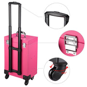 TheLAShop Rolling Makeup Case Nail Artist Case with Drawers Pink Image