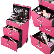 TheLAShop Rolling Makeup Case Nail Artist Case with Drawers Pink Image