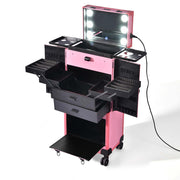 TheLAShop Pro Artist Rolling Makeup Case w/ Tact Switch Lights & Mirror Image