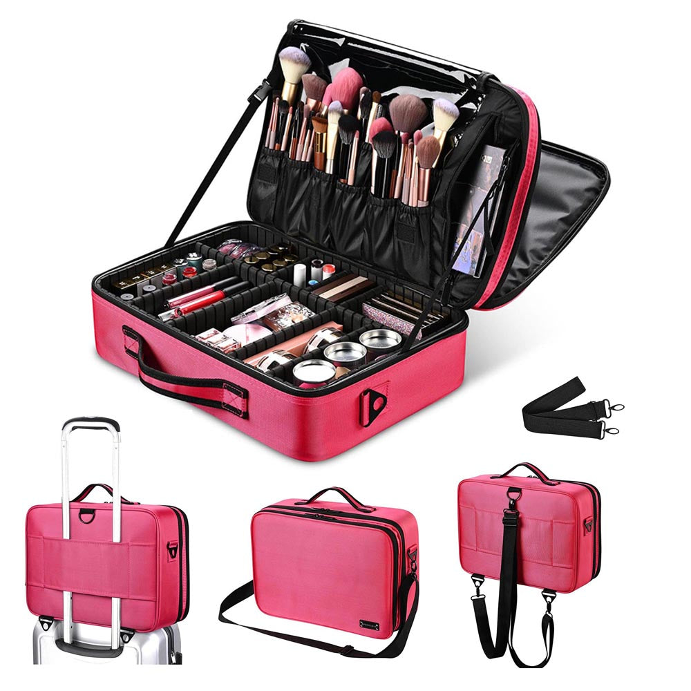 TheLAShop 16in 1200D Oxford Makeup Bag Train Case Cosmetic Organizer –