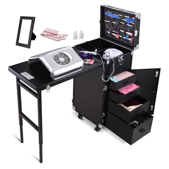 TheLAShop Rolling Makeup Station Hair Nail Workstation Drawers