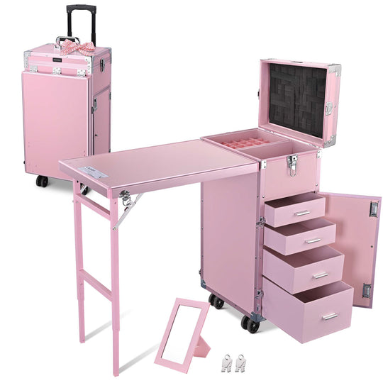 TheLAShop Rolling Makeup Station Hair Nail Workstation Drawers