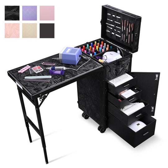 TheLAShop Rolling Makeup Station Hair Nail Workstation Drawers