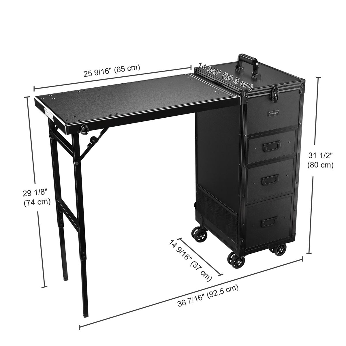 TheLAShop Makeup Station Detachable Nail Tech Table with Slide Drawers