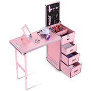 TheLAShop Rolling Makeup Station with Slide Drawers Detachable Pink Image