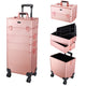 TheLAShop Rose Gold Rolling Makeup Case on Wheels Lockable 4 in 1