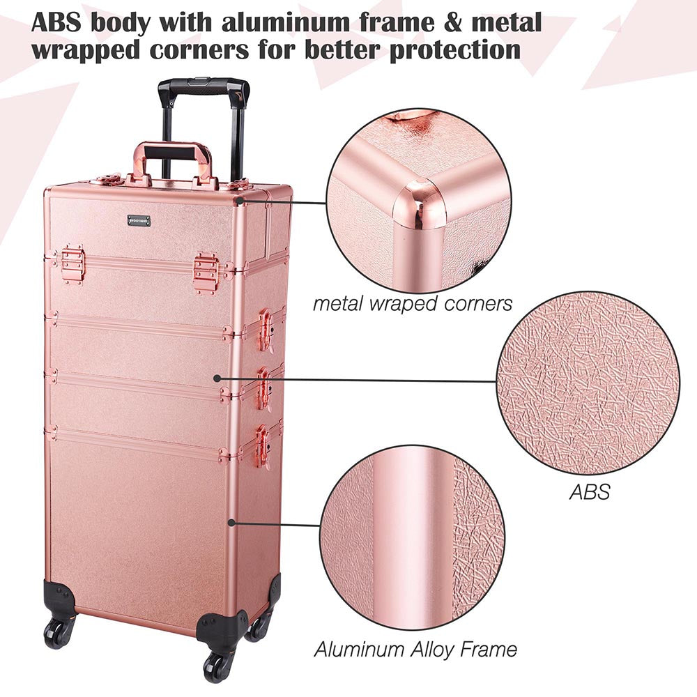 Metallic pink make-up factory trolley